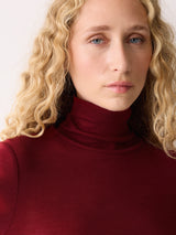 Wool Jersey Polo Neck Top | Red