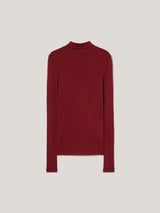 Wool Jersey Polo Neck Top | Red