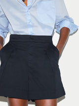 Cotton Pleat Front Chino Short | Navy