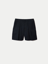 Cotton Pleat Front Chino Short | Navy
