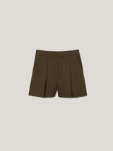 Cotton Pleat Front Chino Short | Green