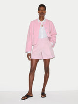 Cotton Pleat Front Chino Short | Pink