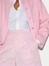 Cotton Pleat Front Chino Short | Pink