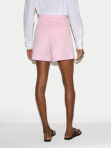 Cotton Pleat Front Chino Short | Pink