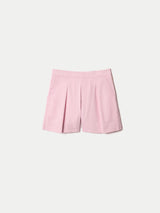 Cotton Pleat Front Chino Short | Pink
