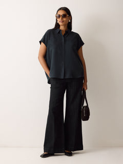 Short Sleeve Silk Shirt | Navy