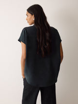 Short Sleeve Silk Shirt | Navy