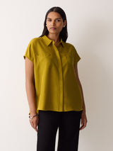 Short Sleeve Silk Shirt | Yellow