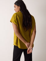 Short Sleeve Silk Shirt | Yellow