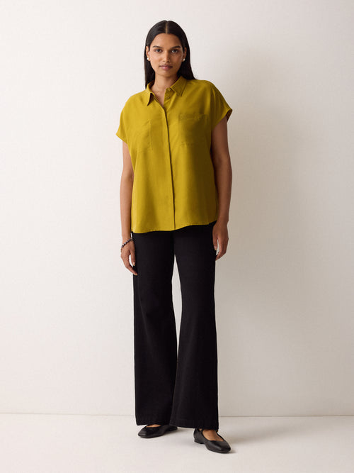 Short Sleeve Silk Shirt | Yellow