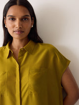Short Sleeve Silk Shirt | Yellow