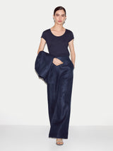 Irish Linen Wide Leg Sailor Trouser | Navy