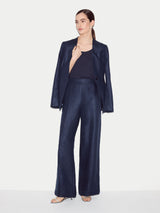 Irish Linen Wide Leg Sailor Trouser | Navy