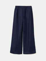 Irish Linen Wide Leg Sailor Trouser | Navy