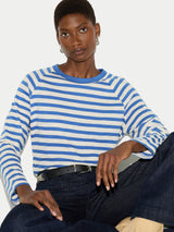Cotton Slub Stripe Raglan T-shirt | Blue