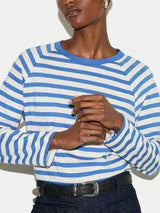 Cotton Slub Stripe Raglan T-shirt | Blue