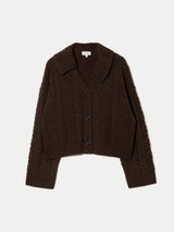 Wool Cashmere Cable Cardigan | Brown
