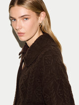 Wool Cashmere Cable Cardigan | Brown