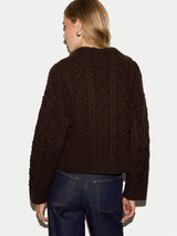 Wool Cashmere Cable Cardigan | Brown