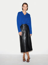 Wool Cashmere Blend V Neck Jumper | Blue