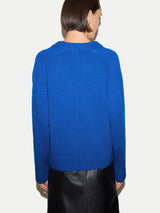Wool Cashmere Blend V Neck Jumper | Blue