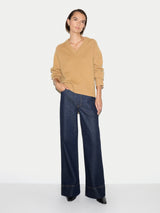 Wool Cashmere Blend V Neck Jumper | Camel