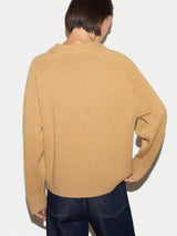 Wool Cashmere Blend V Neck Jumper | Camel