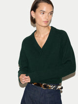 Wool Cashmere Blend V Neck Jumper | Green