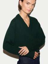 Wool Cashmere Blend V Neck Jumper | Green