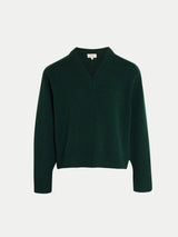 Wool Cashmere Blend V Neck Jumper | Green