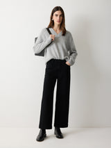 Wool Cashmere Blend V Neck | Grey