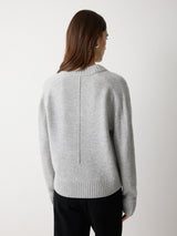 Wool Cashmere Blend V Neck | Grey