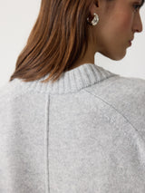 Wool Cashmere Blend V Neck | Grey