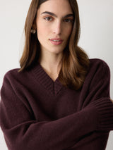 Wool Cashmere Blend V Neck | Purple