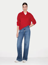 Wool Cashmere Blend V Neck Jumper | Red