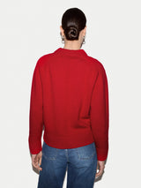 Wool Cashmere Blend V Neck Jumper | Red