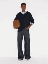 Wool Blend Hooded Jumper | Navy