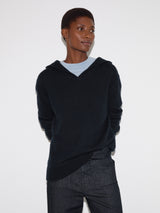 Wool Blend Hooded Jumper | Navy