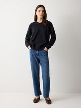 Wool Blend Hooded Jumper | Navy