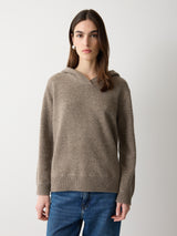 Wool Blend Hooded Jumper | Taupe