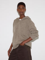 Wool Blend Hooded Jumper | Taupe