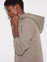 Wool Blend Hooded Jumper | Taupe
