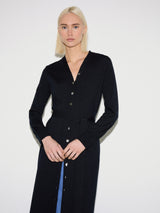 Merino Long Belted Cardigan | Dark Navy
