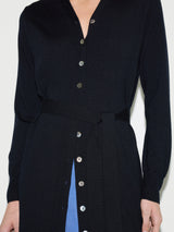 Merino Long Belted Cardigan | Dark Navy
