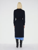 Merino Long Belted Cardigan | Dark Navy