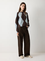 Argyle Diamond Jumper | Brown