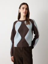 Argyle Diamond Jumper | Brown