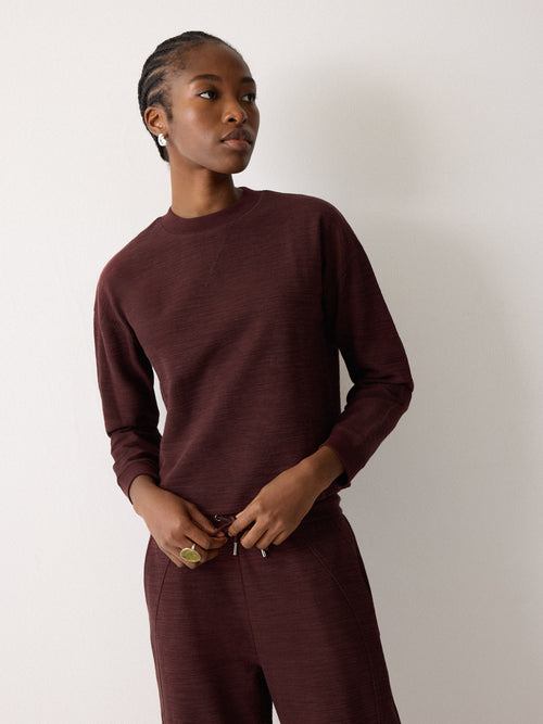 Textured Cotton Slub Sweatshirt | Purple