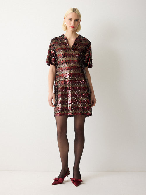 Stripe Sequin Mini Dress | Multi