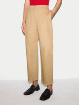 Cotton Twill Pleated Trouser | Beige